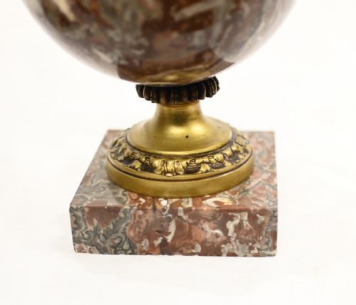 PAIR MARBLE CASSOLETTE URNS FRENCH EMPIRE DECORATIVE VASES 1890 - ADDITIONAL PHOTO 6