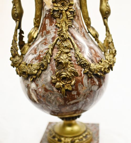 PAIR MARBLE CASSOLETTE URNS FRENCH EMPIRE DECORATIVE VASES 1890 - ADDITIONAL PHOTO 10