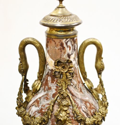 PAIR MARBLE CASSOLETTE URNS FRENCH EMPIRE DECORATIVE VASES 1890 - ADDITIONAL PHOTO 12