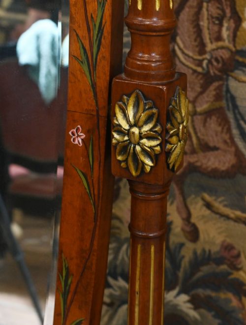 fig 1. Sheraton Revival Cheval Mirror Painted Satinwood