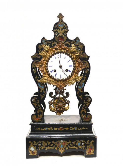 fig 1. Boulle Mantle Clock French Antique 1890