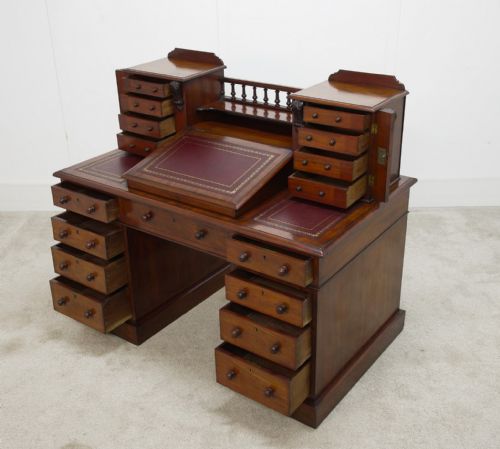 VICTORIAN CHARLES DICKENS DESK MAHOGANY WRITING TABLE 1880 - ADDITIONAL PHOTO 2