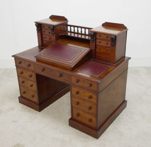 VICTORIAN CHARLES DICKENS DESK MAHOGANY WRITING TABLE 1880 - ADDITIONAL PHOTO 4