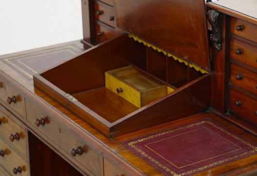 VICTORIAN CHARLES DICKENS DESK MAHOGANY WRITING TABLE 1880 - ADDITIONAL PHOTO 5