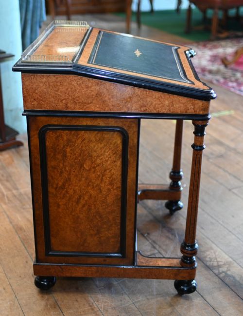 fig 1. Regency Davenport Desk Burr Walnut Ebonized