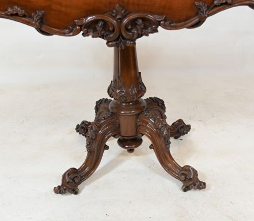 VICTORIAN WALNUT CARD TABLE 1860 CARVED GAMES - ADDITIONAL PHOTO 1