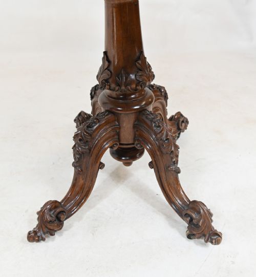 VICTORIAN WALNUT CARD TABLE 1860 CARVED GAMES - ADDITIONAL PHOTO 8