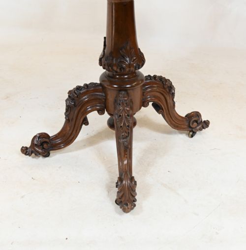VICTORIAN WALNUT CARD TABLE 1860 CARVED GAMES - ADDITIONAL PHOTO 9