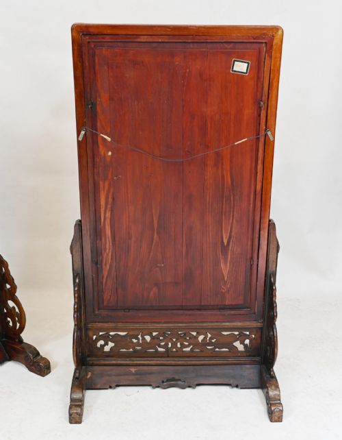 PAIR CHINESE SILK WOVEN HARDWOOD SCREENS ANTIQUE 1840 QIANLONG EMPEROR - ADDITIONAL PHOTO 2