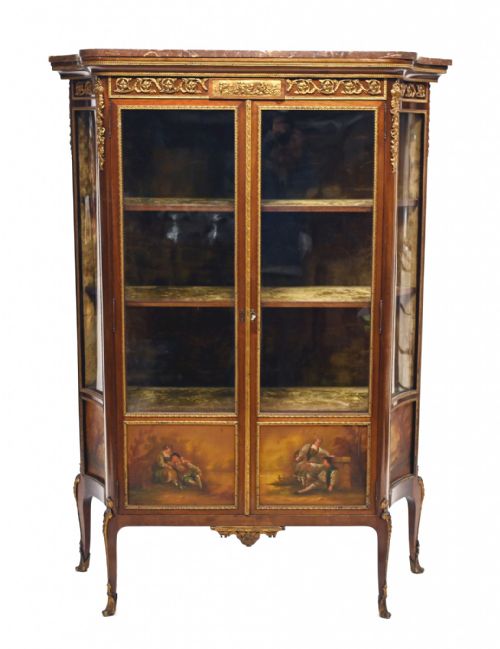 Antique French Vitrine Display Cabinet Painted Vernis Martin 1870