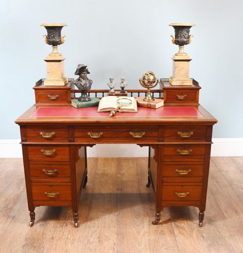 EDWARDIAN PEDESTAL WRITING DESK MAHOGANY 1910 - ADDITIONAL PHOTO 14