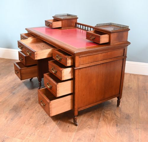 EDWARDIAN PEDESTAL WRITING DESK MAHOGANY 1910 - ADDITIONAL PHOTO 9