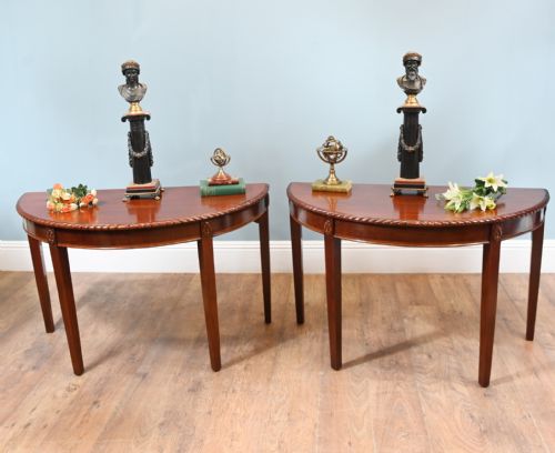 PAIR REGENCY CONSOLE TABLES PIE CRUST MAHOGANY 1820 - ADDITIONAL PHOTO 23