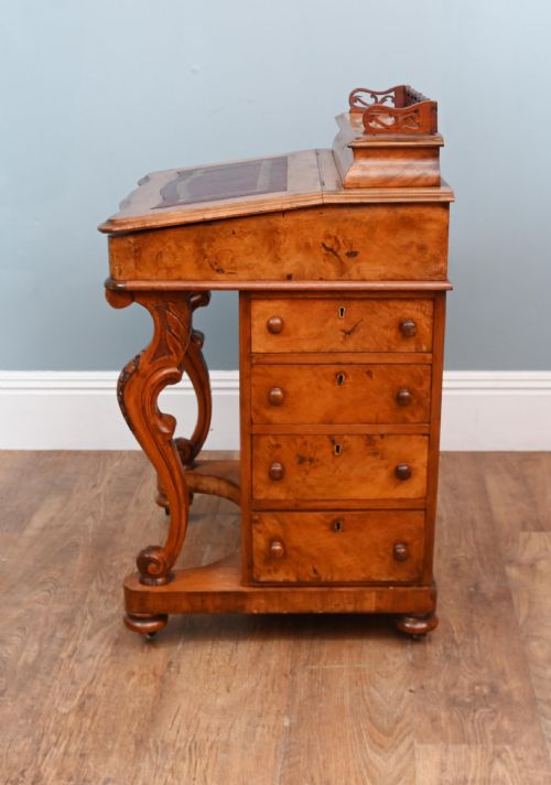 VICTORIAN DAVENPORT DESK BURR WALNUT 1860 - ADDITIONAL PHOTO 4