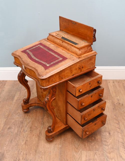 VICTORIAN DAVENPORT DESK BURR WALNUT 1860 - ADDITIONAL PHOTO 5