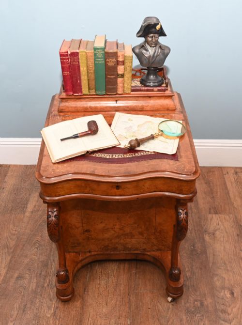VICTORIAN DAVENPORT DESK BURR WALNUT 1860 - ADDITIONAL PHOTO 14