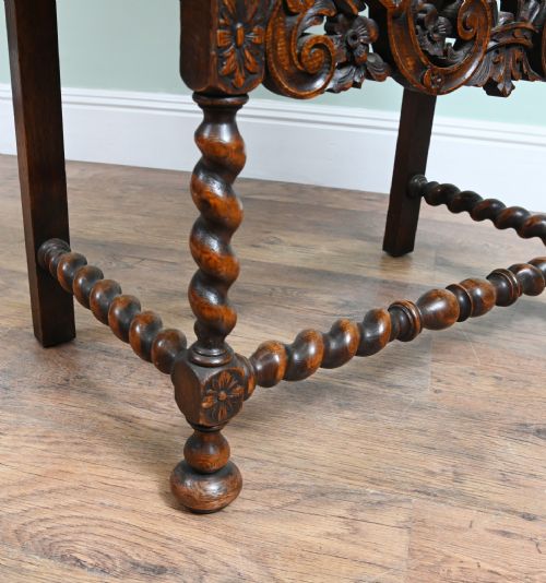 fig 1. Jacobean Revival Chest on Stand Leather Cabinet 1880