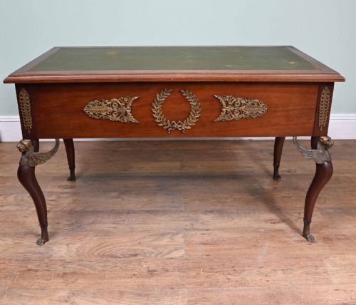 NAPOLEON III BUREAU PLAT DESK MAHOGANY WRITING TABLE 1890 - ADDITIONAL PHOTO 3
