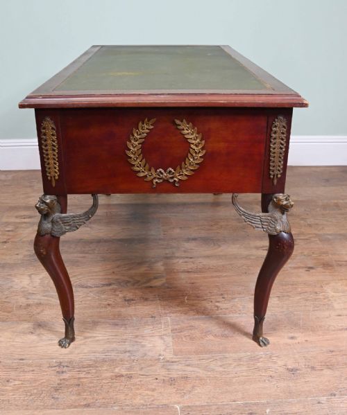 NAPOLEON III BUREAU PLAT DESK MAHOGANY WRITING TABLE 1890 - ADDITIONAL PHOTO 5