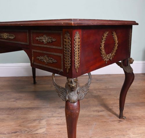 NAPOLEON III BUREAU PLAT DESK MAHOGANY WRITING TABLE 1890 - ADDITIONAL PHOTO 10
