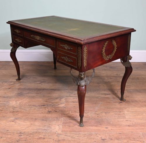 NAPOLEON III BUREAU PLAT DESK MAHOGANY WRITING TABLE 1890 - ADDITIONAL PHOTO 12