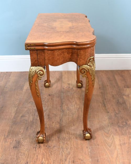 QUEEN ANNE GAMES TABLE CONSOLE WALNUT EPSTEIN AND CO - ADDITIONAL PHOTO 4