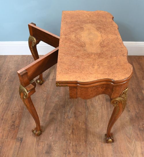 QUEEN ANNE GAMES TABLE CONSOLE WALNUT EPSTEIN AND CO - ADDITIONAL PHOTO 9