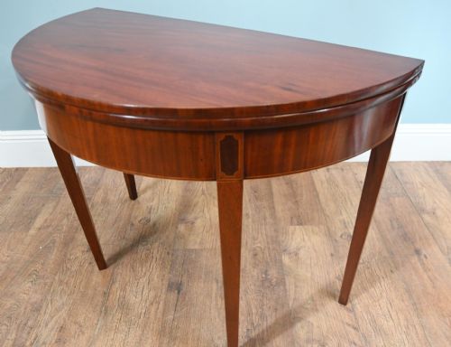 GEORGE IV GAMES TABLE MAHOGANY HALF ROUND 1830 CONSOLE - ADDITIONAL PHOTO 1