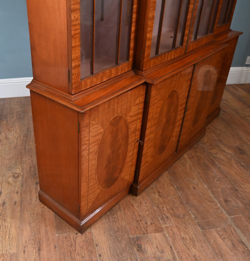 SHERATON BREAKFRONT BOOKCASE WALNUT INLAY CABINET - ADDITIONAL PHOTO 2