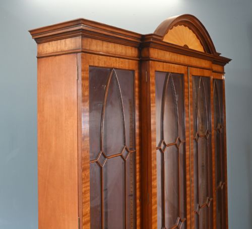 SHERATON BREAKFRONT BOOKCASE WALNUT INLAY CABINET - ADDITIONAL PHOTO 5