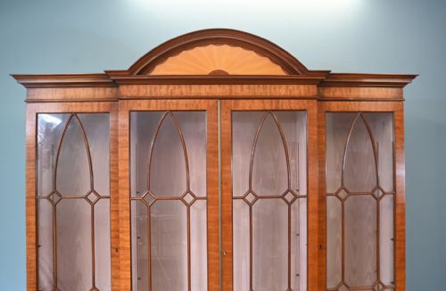 SHERATON BREAKFRONT BOOKCASE WALNUT INLAY CABINET - ADDITIONAL PHOTO 9