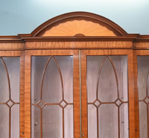 SHERATON BREAKFRONT BOOKCASE WALNUT INLAY CABINET - ADDITIONAL PHOTO 12