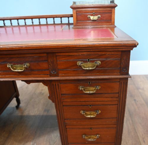 EDWARDIAN PEDESTAL DESK WRITING TABLE MAHOGANY 1910 - ADDITIONAL PHOTO 12