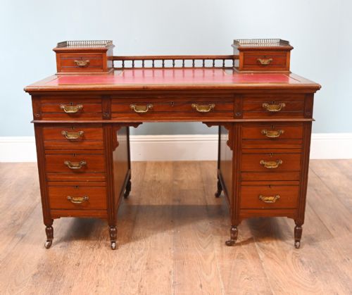 EDWARDIAN PEDESTAL DESK WRITING TABLE MAHOGANY 1910 - ADDITIONAL PHOTO 13