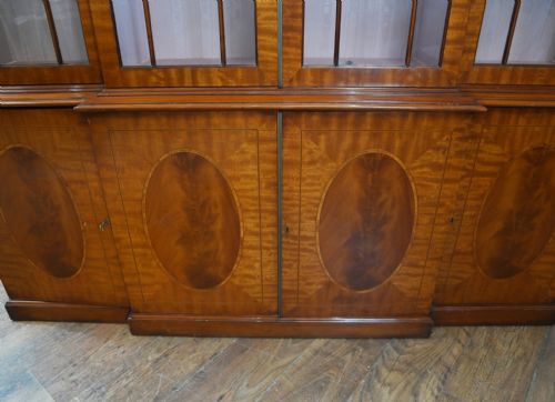 fig 1. Sheraton Breakfront Bookcase Walnut Inlay Cabinet