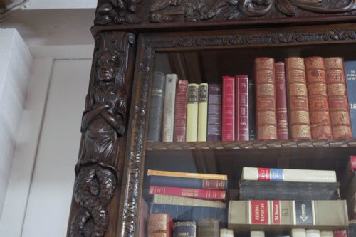 VICTORIAN OAK BREAKFRONT BOOKCASE CARVED MISKIN MANOR 1870 LIBRARY - ADDITIONAL PHOTO 8
