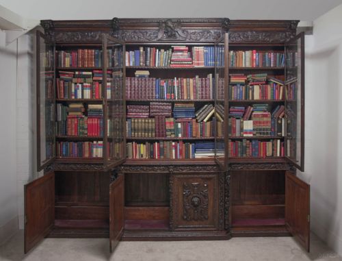 VICTORIAN OAK BREAKFRONT BOOKCASE CARVED MISKIN MANOR 1870 LIBRARY - ADDITIONAL PHOTO 21
