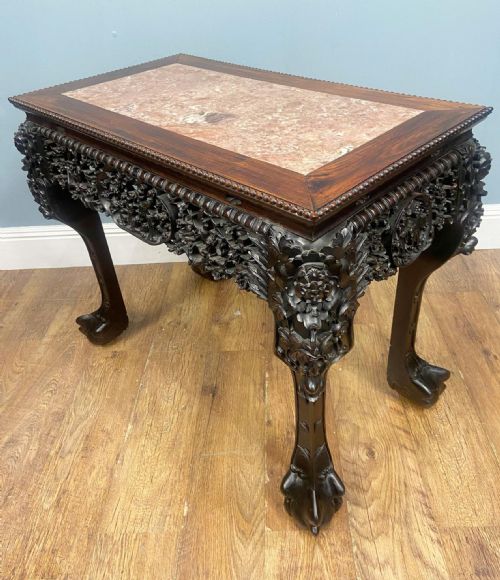fig 1. Chinese Export Console Table Carved Antique Hardwood 1840