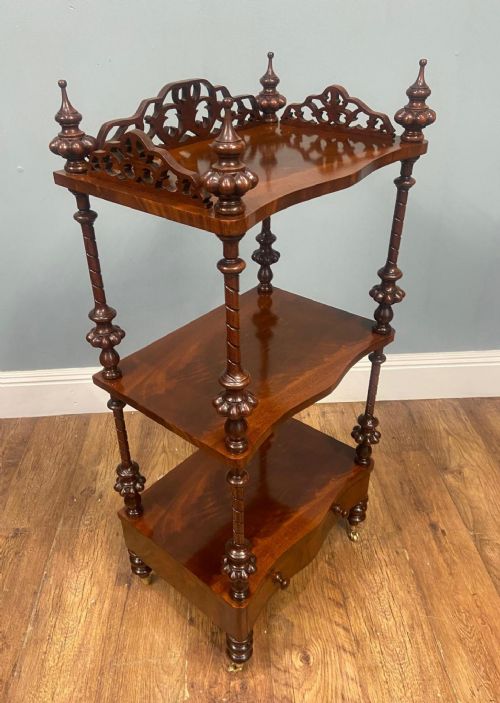 VICTORIAN WALNUT WHATNOT BOOKCASE SHELF UNIT 1880 ETAGERE - ADDITIONAL PHOTO 4
