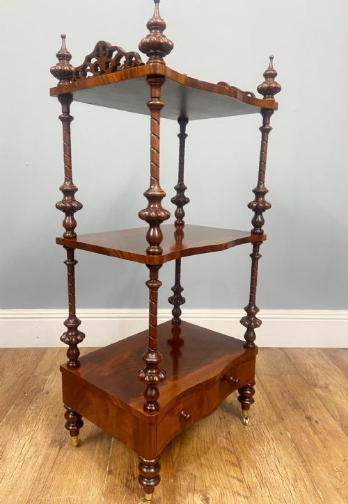 VICTORIAN WALNUT WHATNOT BOOKCASE SHELF UNIT 1880 ETAGERE - ADDITIONAL PHOTO 8