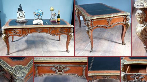 LOUIS XV BUREAU PLAT DESK FRENCH 1890 - ADDITIONAL PHOTO 16