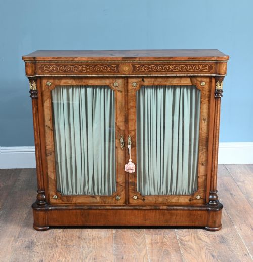 VICTORIAN PIER CABINET DISPLAY CASE WALNUT 1880