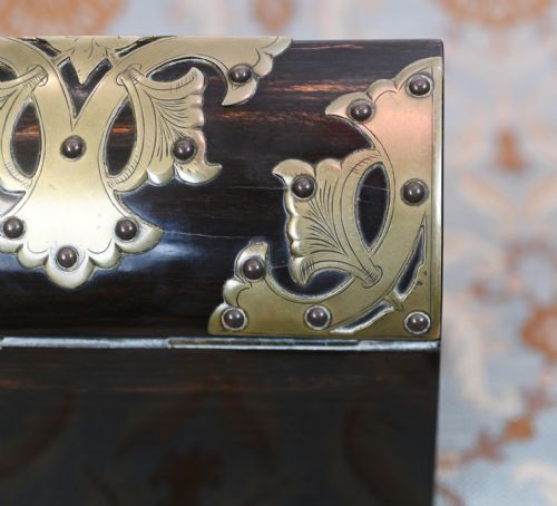 VICTORIAN STATIONARY BOX CORMANDEL BRASS LETTER CASKET 1890 - ADDITIONAL PHOTO 1