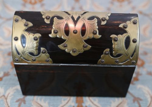 VICTORIAN STATIONARY BOX CORMANDEL BRASS LETTER CASKET 1890 - ADDITIONAL PHOTO 2