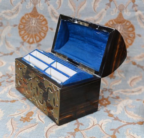 VICTORIAN STATIONARY BOX CORMANDEL BRASS LETTER CASKET 1890 - ADDITIONAL PHOTO 8