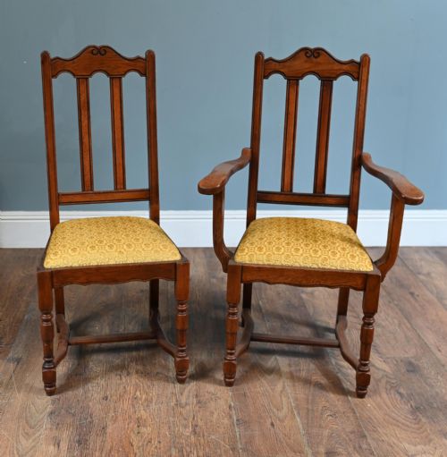 SET 8 ARTS AND CRAFTS DINING CHAIR OAK FARMHOUSE 1910 - ADDITIONAL PHOTO 2