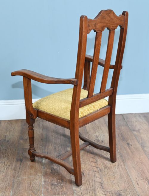 SET 8 ARTS AND CRAFTS DINING CHAIR OAK FARMHOUSE 1910 - ADDITIONAL PHOTO 4