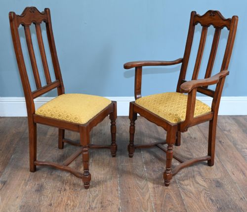 SET 8 ARTS AND CRAFTS DINING CHAIR OAK FARMHOUSE 1910 - ADDITIONAL PHOTO 5