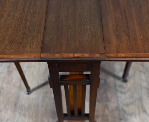 ARTS AND CRAFTS SIDE TABLE DROP LEAF MAHOGANY 1910 - ADDITIONAL PHOTO 3