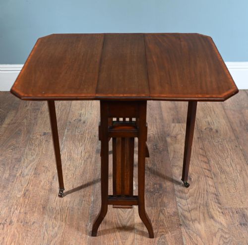 ARTS AND CRAFTS SIDE TABLE DROP LEAF MAHOGANY 1910 - ADDITIONAL PHOTO 4
